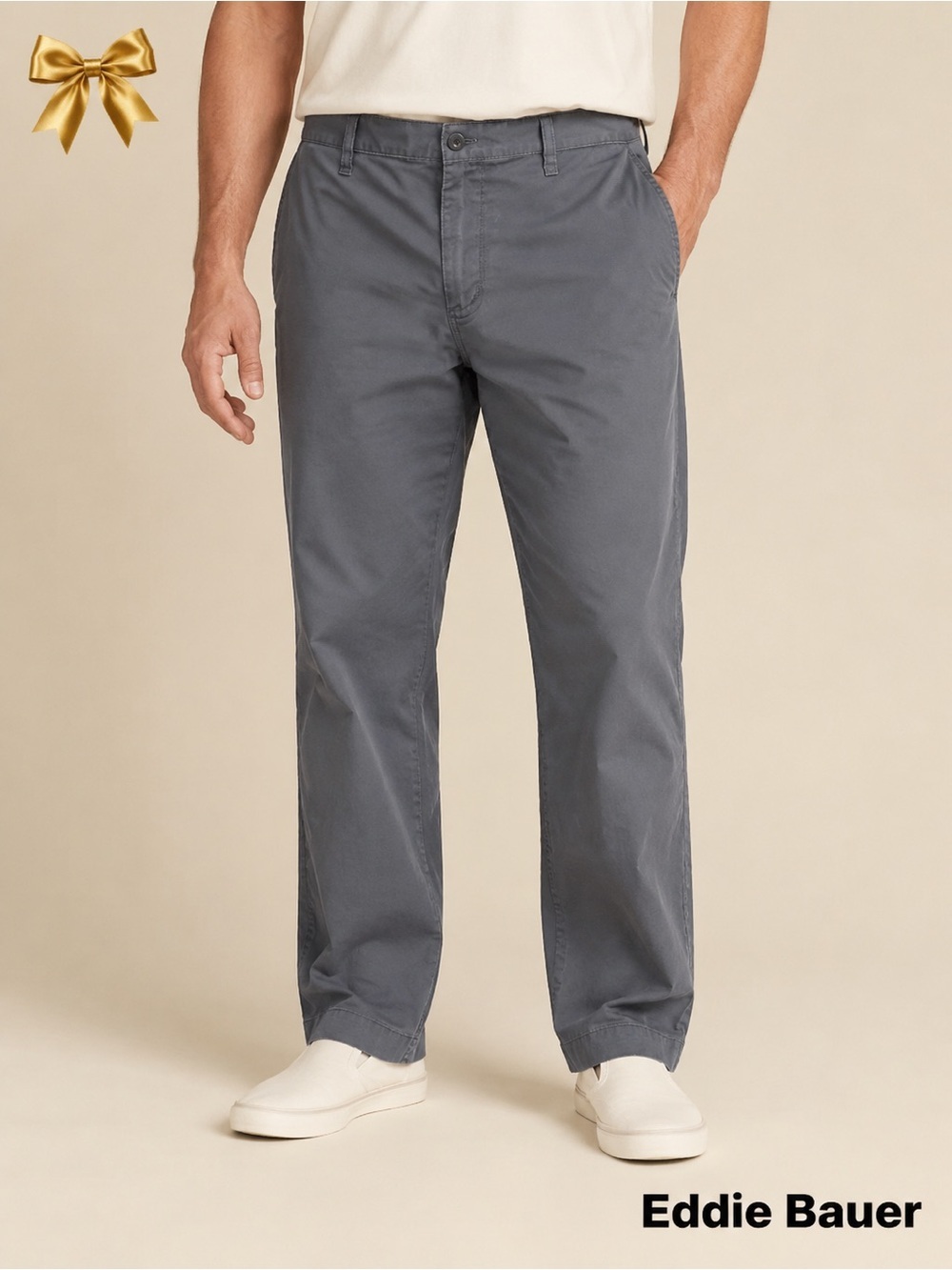 EDDIE Bauer Legend Wash Chino Pants 42x32 Classic Fit Gray Straight Leg NWT